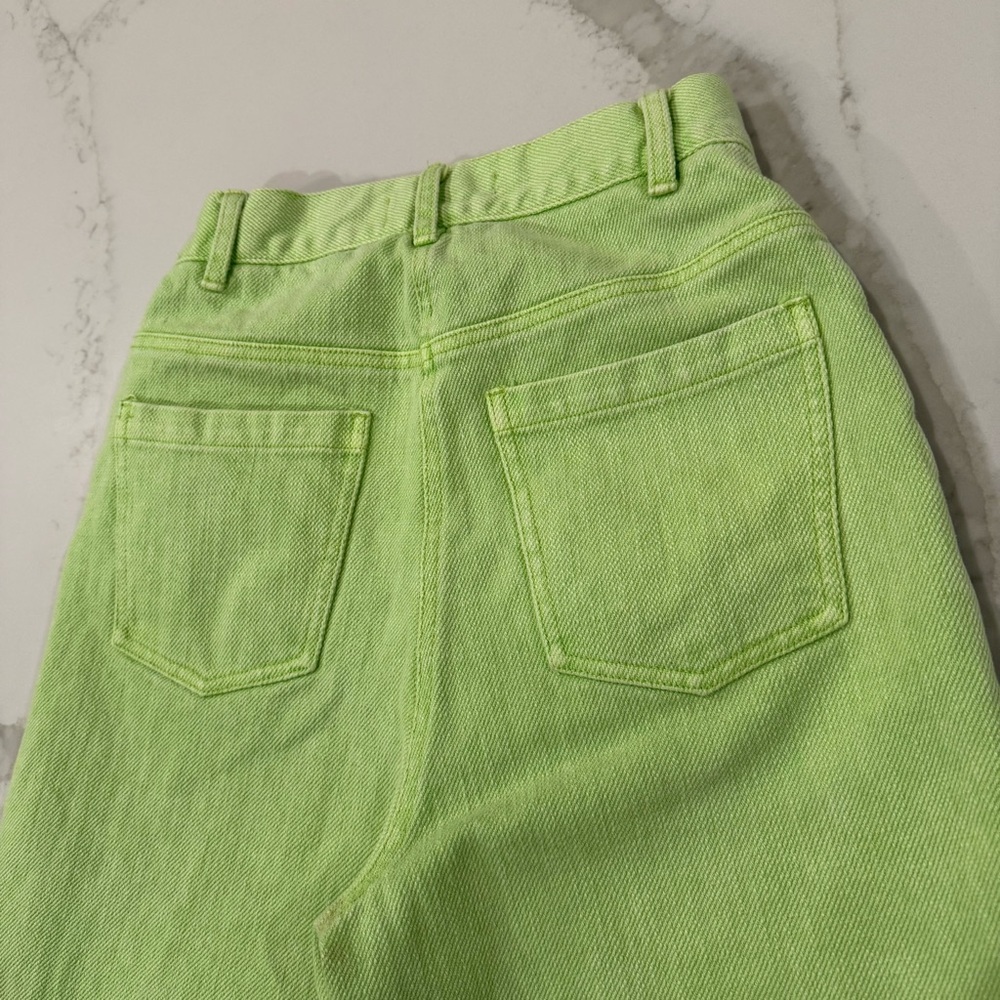 Urban Outfitters Wide Leg Lena Jeans Women’s 27 High Rise Faded Lime Green Wash - Picture 11 of 13